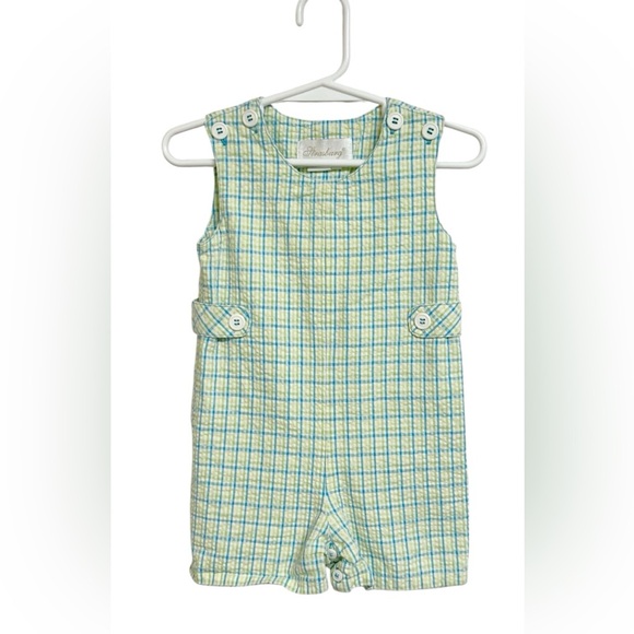 Strasburg Jon Jon Seersucker Romper Shortie Pastel Colors Infant Size 12M - Picture 1 of 4